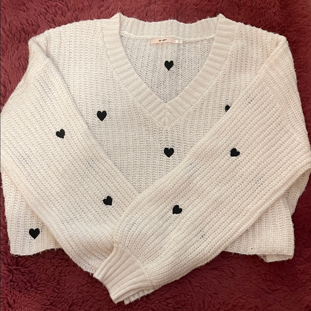 Black and white heart sweater